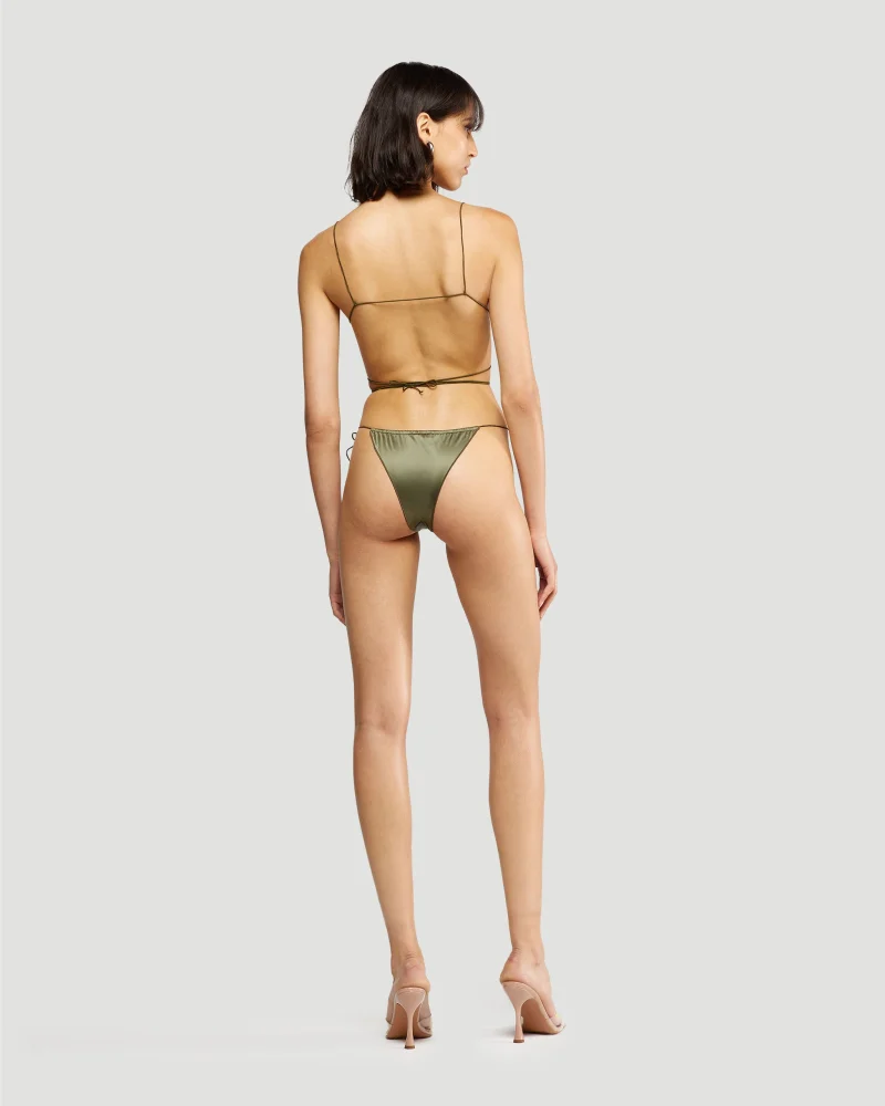 Satin Microkini in Green — снимка 3