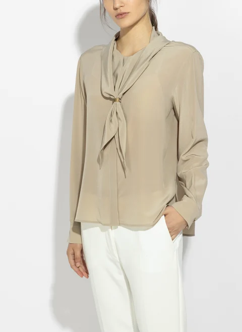 Копринена риза с шал Max Mara Mxmdry — снимка 6