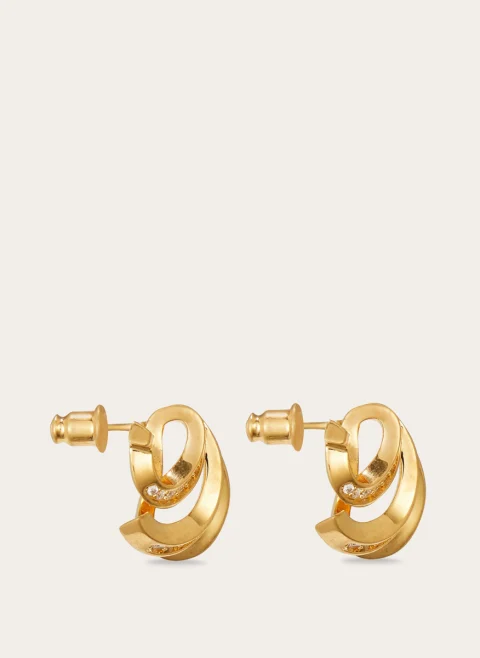 Обеци `Triple Gancini Crystals` Ferragamo — снимка 3