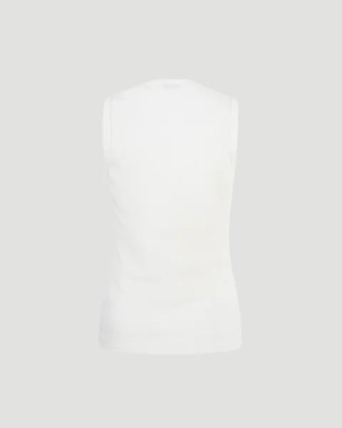 Check Trim Cotton Blend Tank Top in White — снимка 2