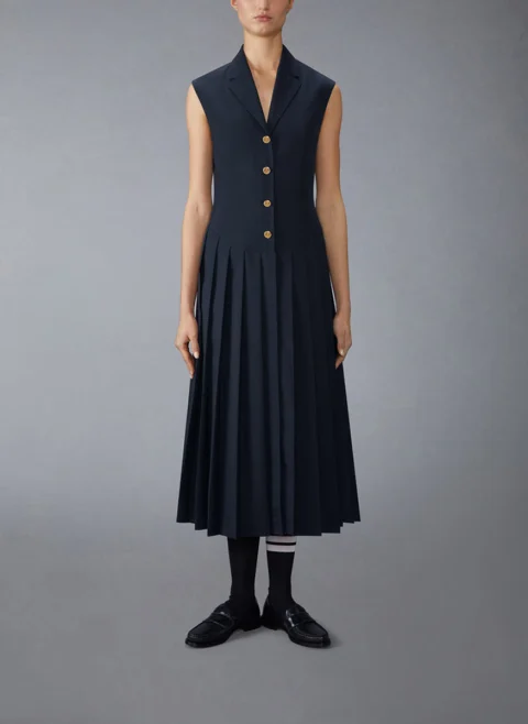 Рокля с плисиран мотив 'School Uniform' Thom Browne — снимка 6
