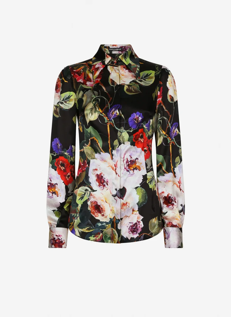 Копринена риза с флорален принт 'rose garden' Dolce&Gabbana — снимка 5