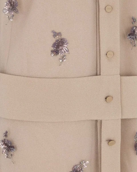 Beige Tulle Dress with Embroidery — снимка 3