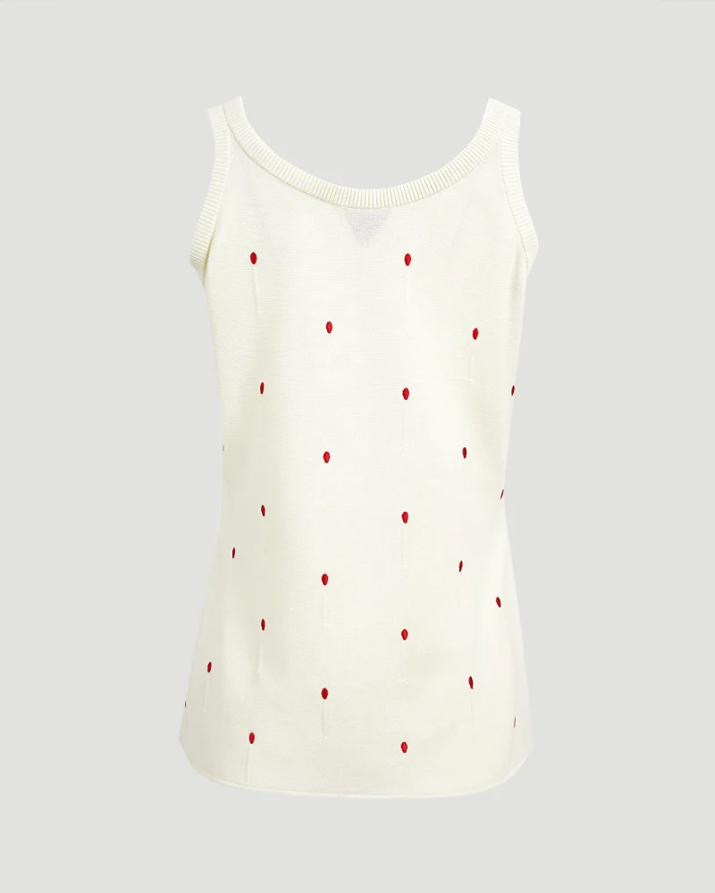 Cotton Embroidered Matches Tank Top — снимка 2