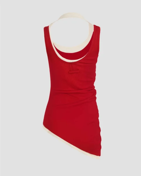 The Red Draped Double Tank Top — снимка 2
