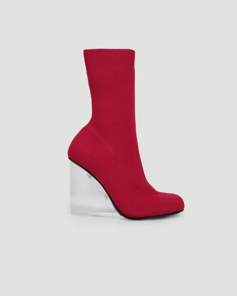 Shard High Heel Boots in Red