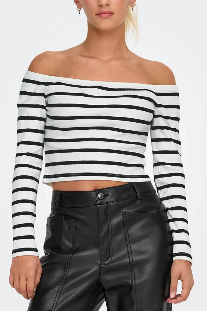 Top Onltala Life L/S Off Shoulder Cc Jrs 15339775 11-4201 TCX cloud dancer — снимка 2