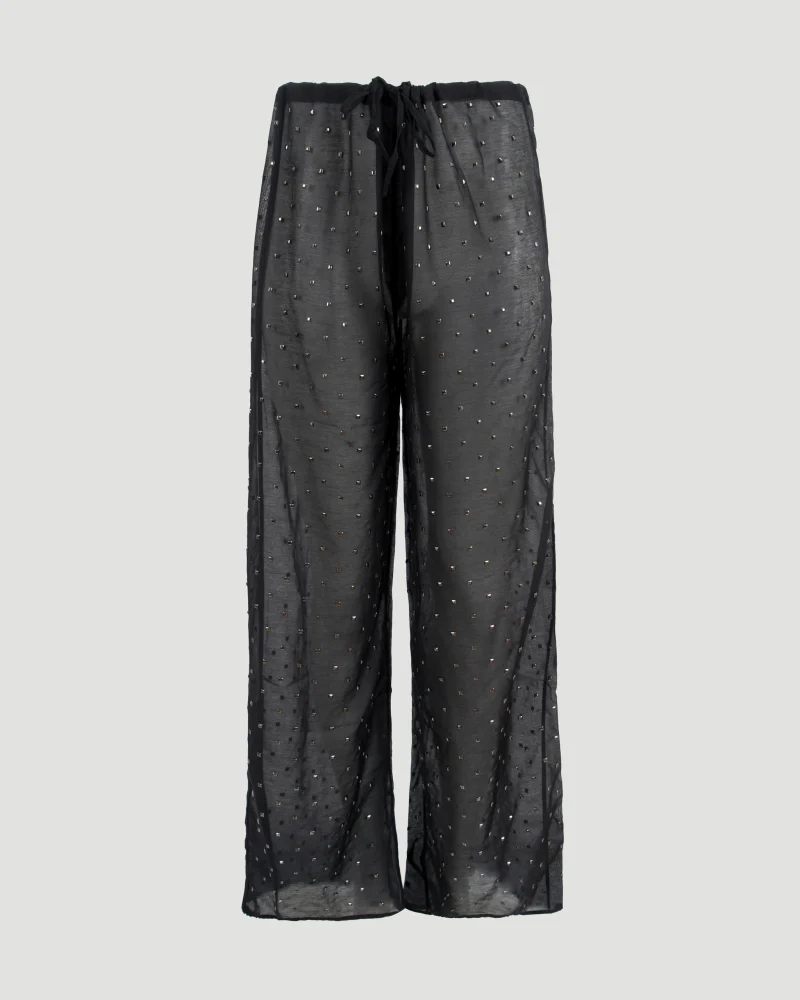 Stud-Embellished Pants in Black