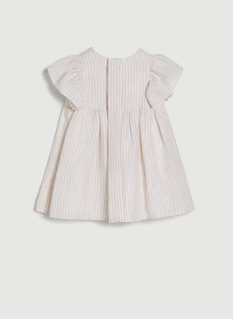 Рокля от лен Brunello Cucinelli Kids — снимка 3