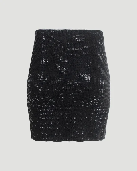 Crystal Hotfix Polo Miniskirt in Black — снимка 2