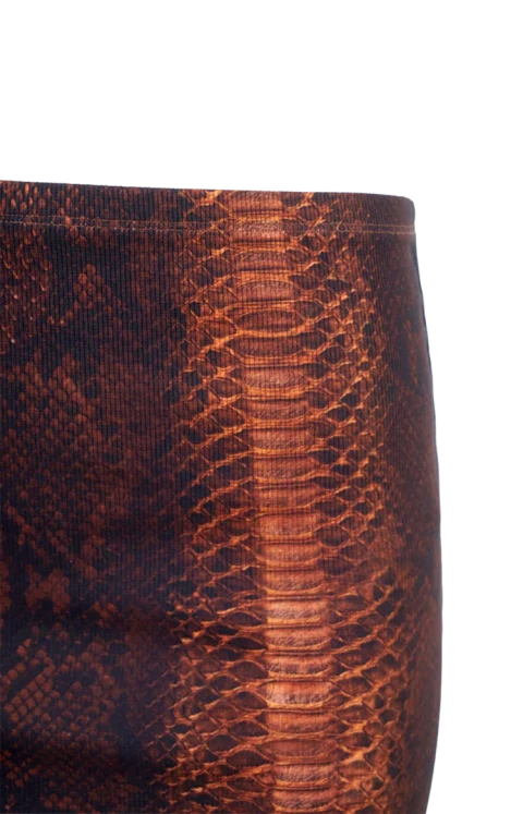 Ribbed Cotton Mini Skirt Python Print — снимка 2