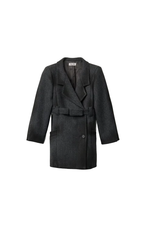 Double-Breasted Double Wool Jacket in Grey