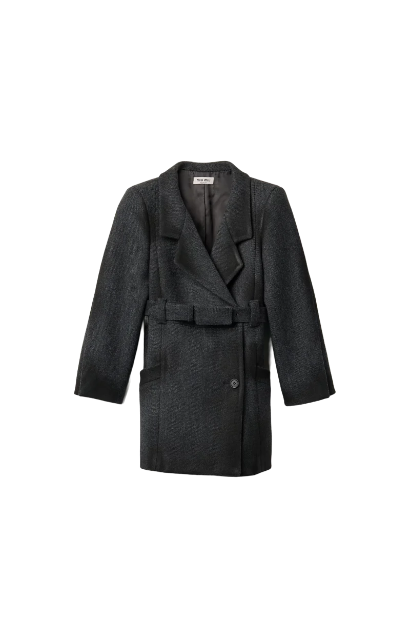 Double-Breasted Double Wool Jacket in Grey