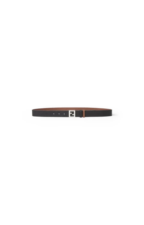 FF Reversible Belt in Black and Dark Brown Leather