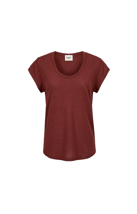 Zankou Short-Sleeve Linen T-Shirt in Dark Rust