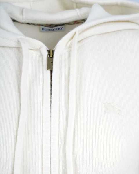 Cashmere Blend Zip Hoodie in Cream — снимка 2