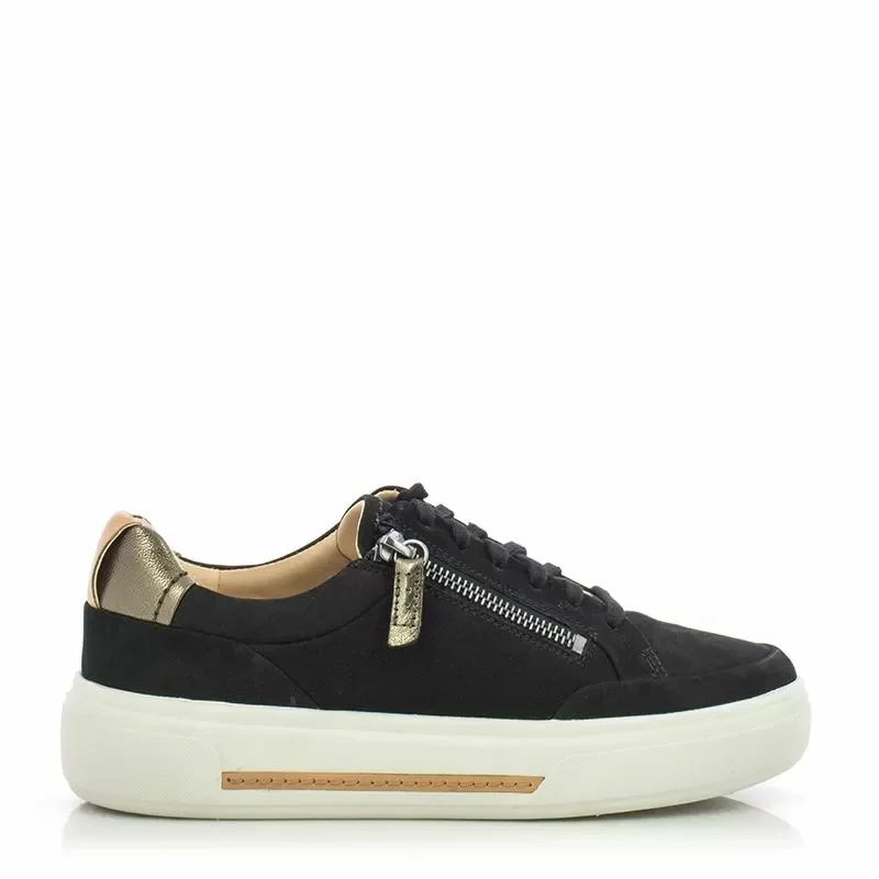 Дамски Сникърс CLARKS – 26182176 HOLLYHOCK ZIP BLACK NUBUCK