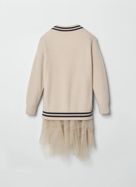 Рокля от кашмир 'Choose Happiness' Brunello Cucinelli Kids — снимка 6