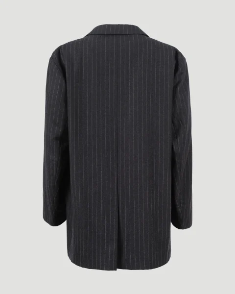 Oversized Padded Blazer in Pinstripe Wool — снимка 3
