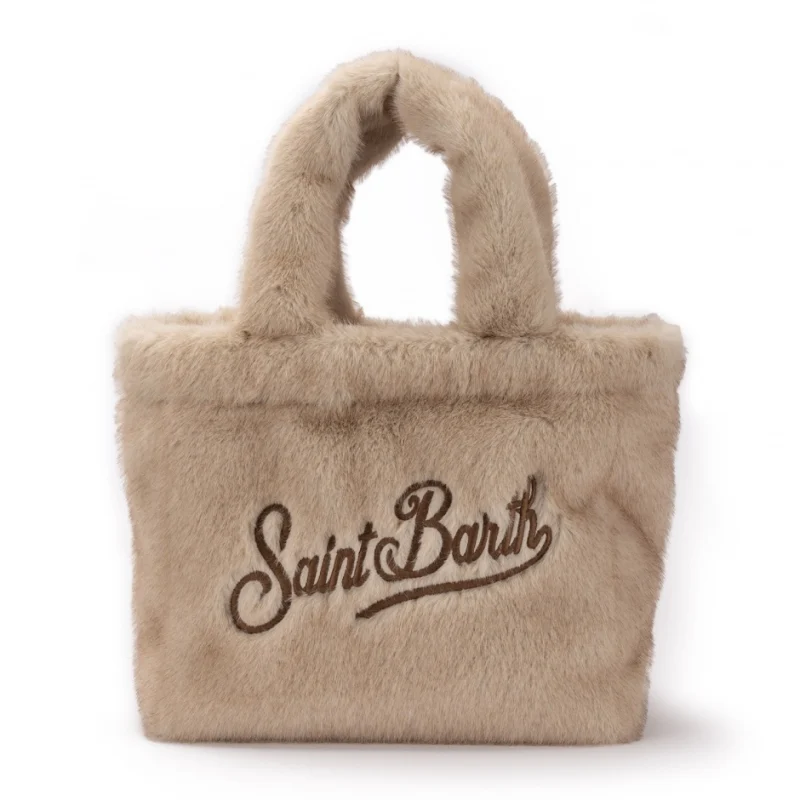 Дамска бежова чанта Colette Soft Fur SAINT BARTH