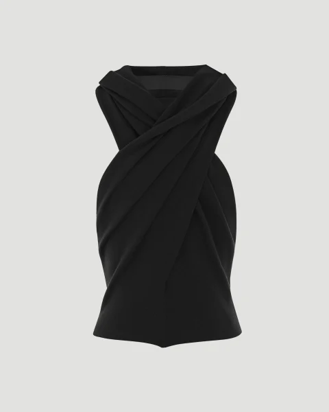 Black Cropped Hooded Top