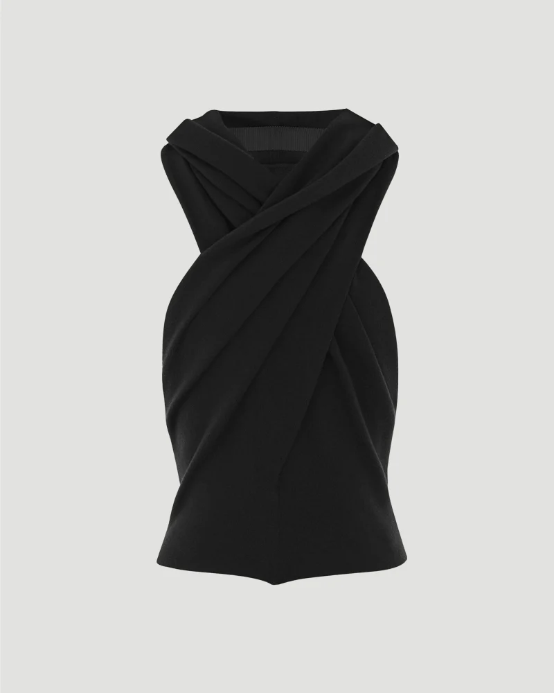 Black Cropped Hooded Top