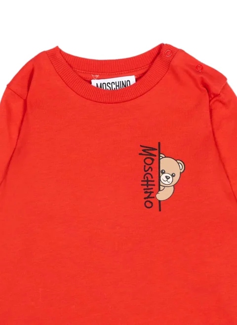 Памучна блуза с принт `Teddy` Moschino Kids — снимка 2