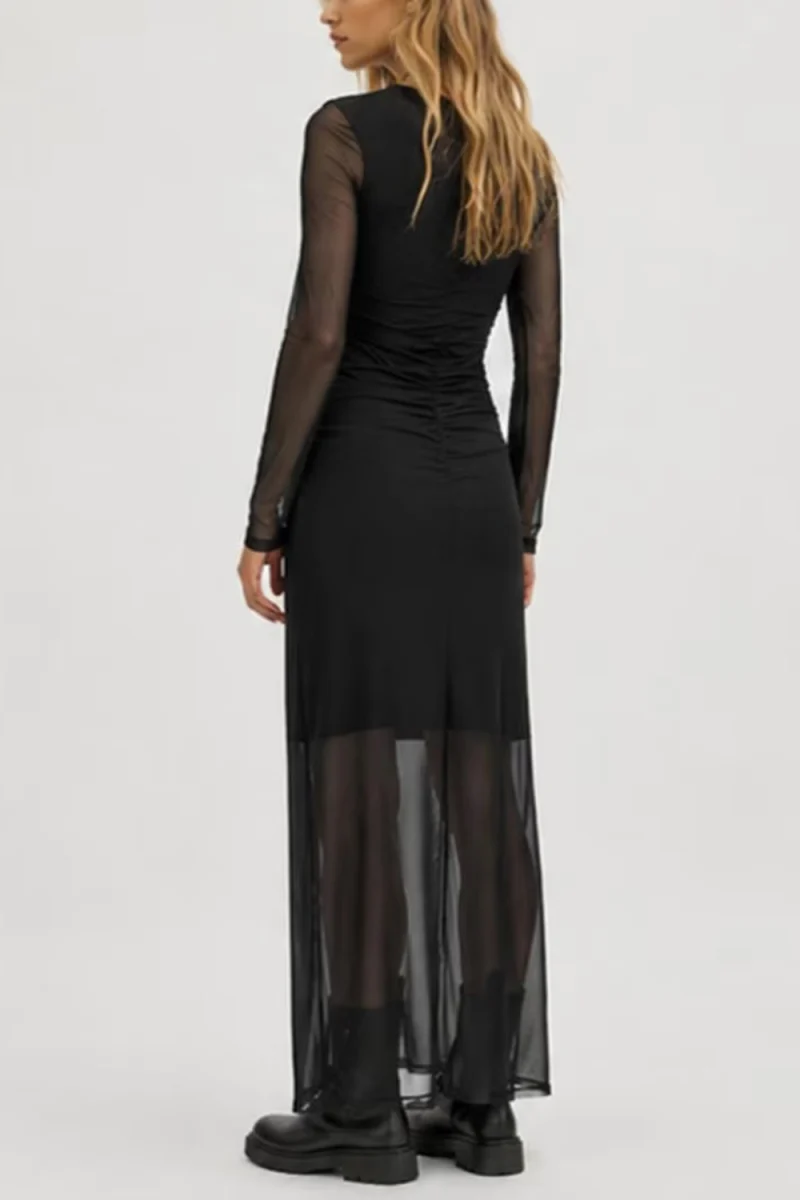 Рокля Jxminna Mesh Ruching 12305909 C-N10 black — снимка 2