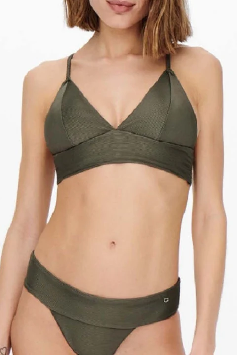 Бански Onlbobby Life Rib Bikini Top 15223709 19-0510 TCX kalamata — снимка 2