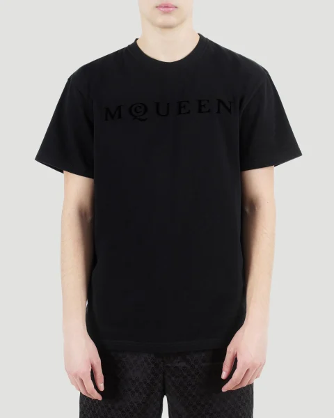 Flocked Logo T-Shirt in Black — снимка 2