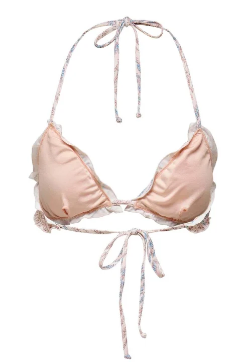 Бански Onlandrea Ruffle Tie Bikini Top 15250846 13-1409 tcx seashell pink — снимка 2