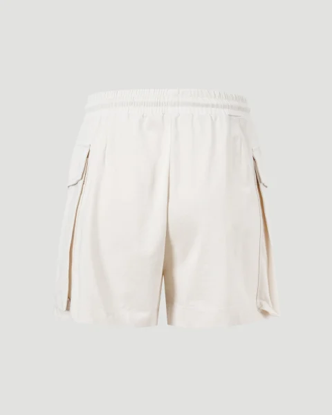 Ecru Cotton Shorts — снимка 2