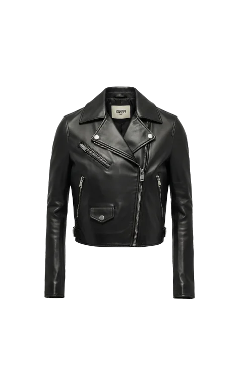 Soft Nappa Leather Biker Jacket in Black