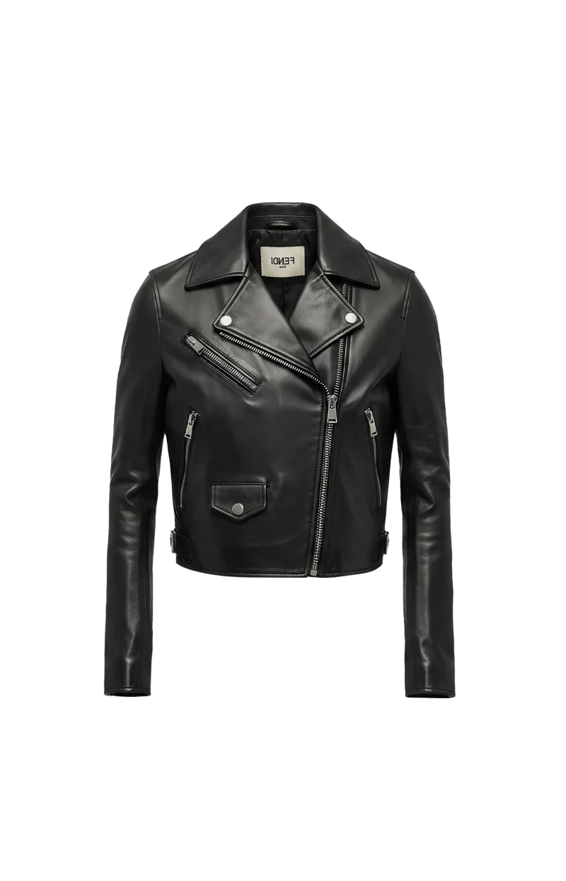 Soft Nappa Leather Biker Jacket in Black