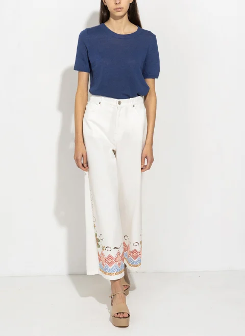 Панталон от деним с бродерия Weekend Max Mara Wkdadunco — снимка 2