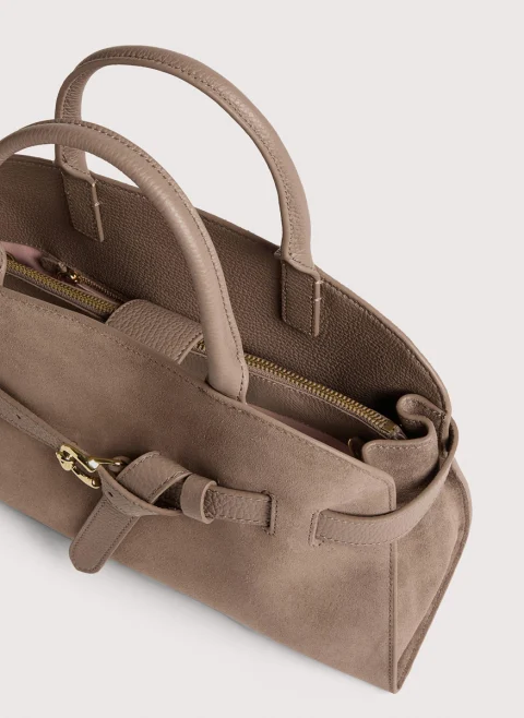 Велурена чанта Coccinelle Sabine Medium Warm Taupe — снимка 4