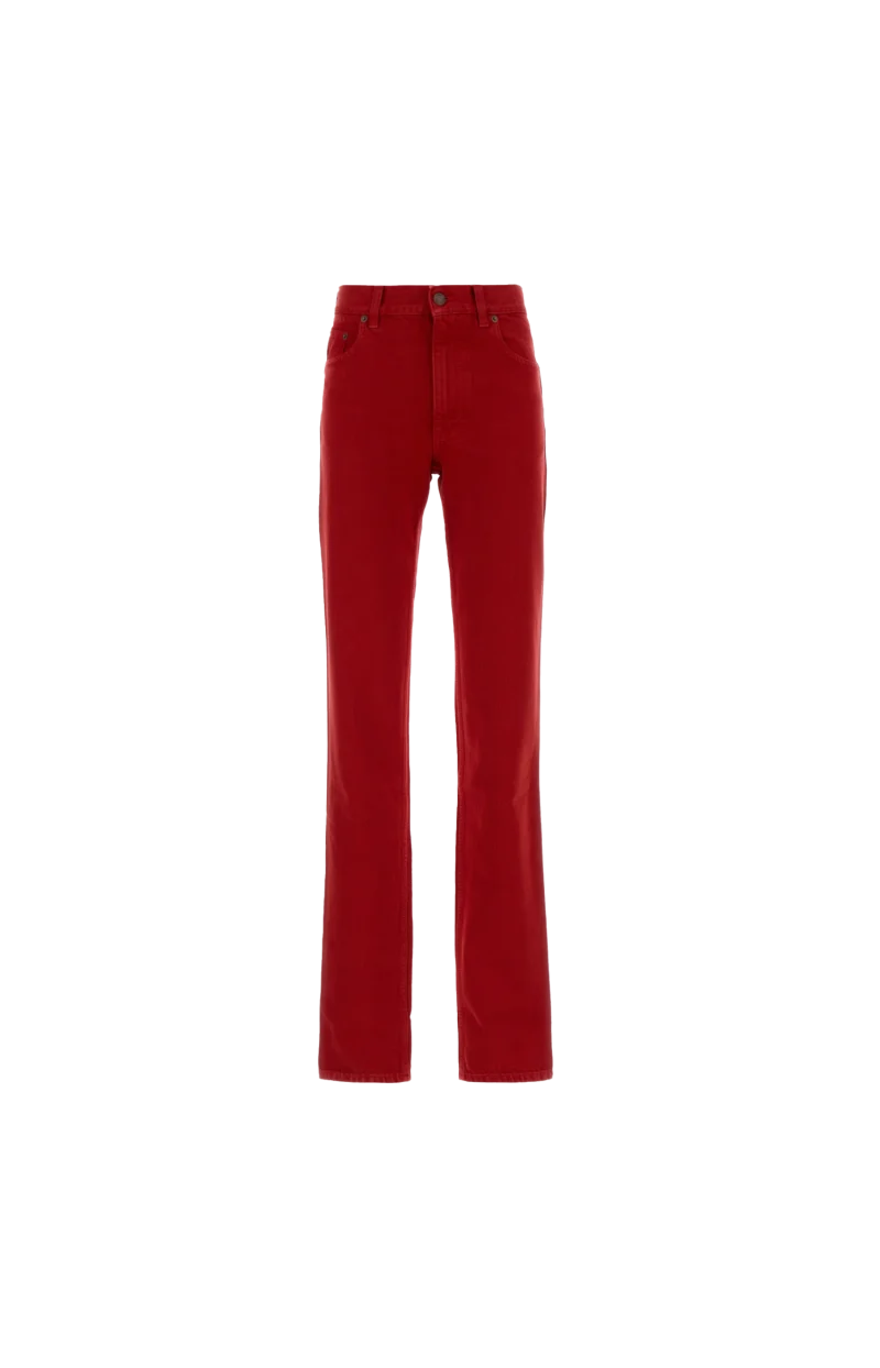 Straight-Leg Trousers in Red