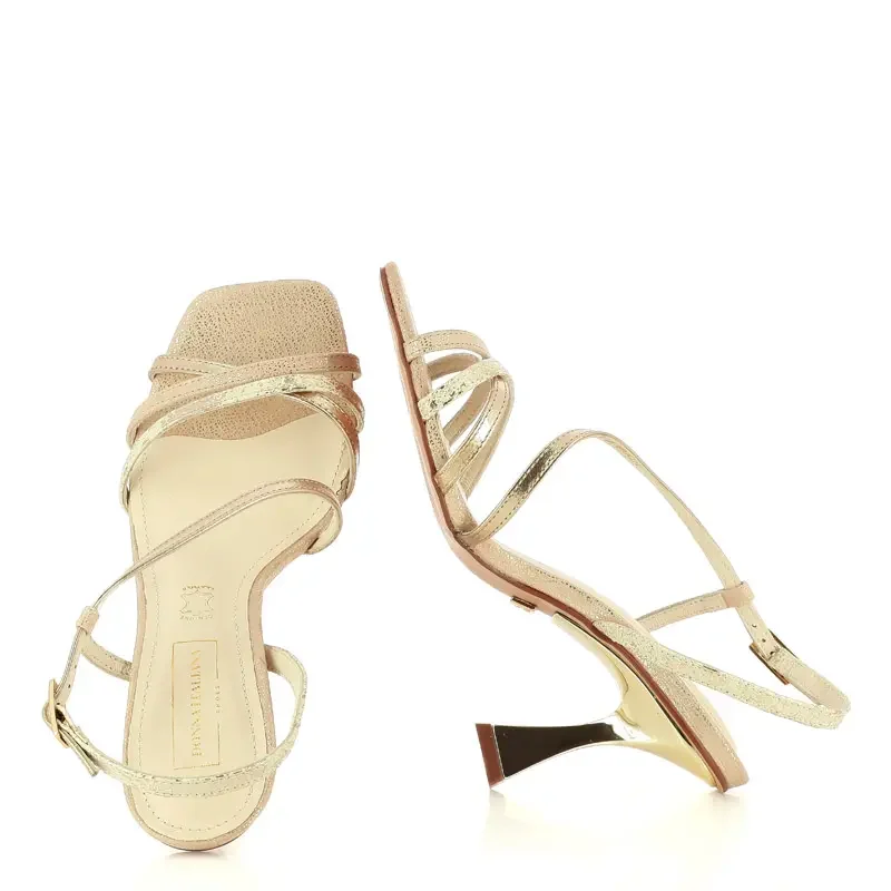 Дамски Сандали На Ток DONNA ITALIANA – 12057 PISA NEW BONE/GOLD — снимка 4