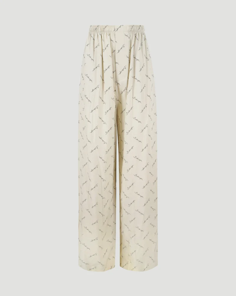 Silk Satin Pants in Beige