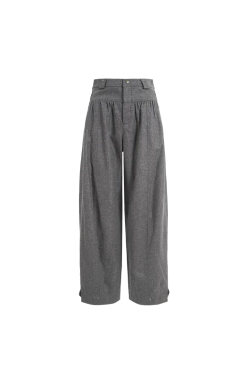 Wide-Leg Wool Trousers in Grey