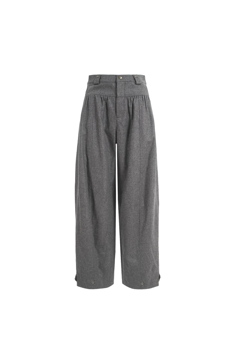 Wide-Leg Wool Trousers in Grey