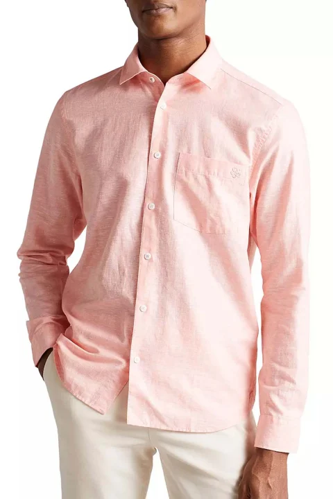 Риза Remark Long Sleeve Smart Linen Shirt 259147 lt-pink — снимка 2