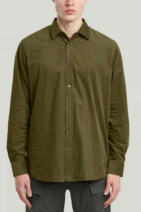 Риза Clean Regular L\S D25196-D751-C744 dark olive — снимка 2