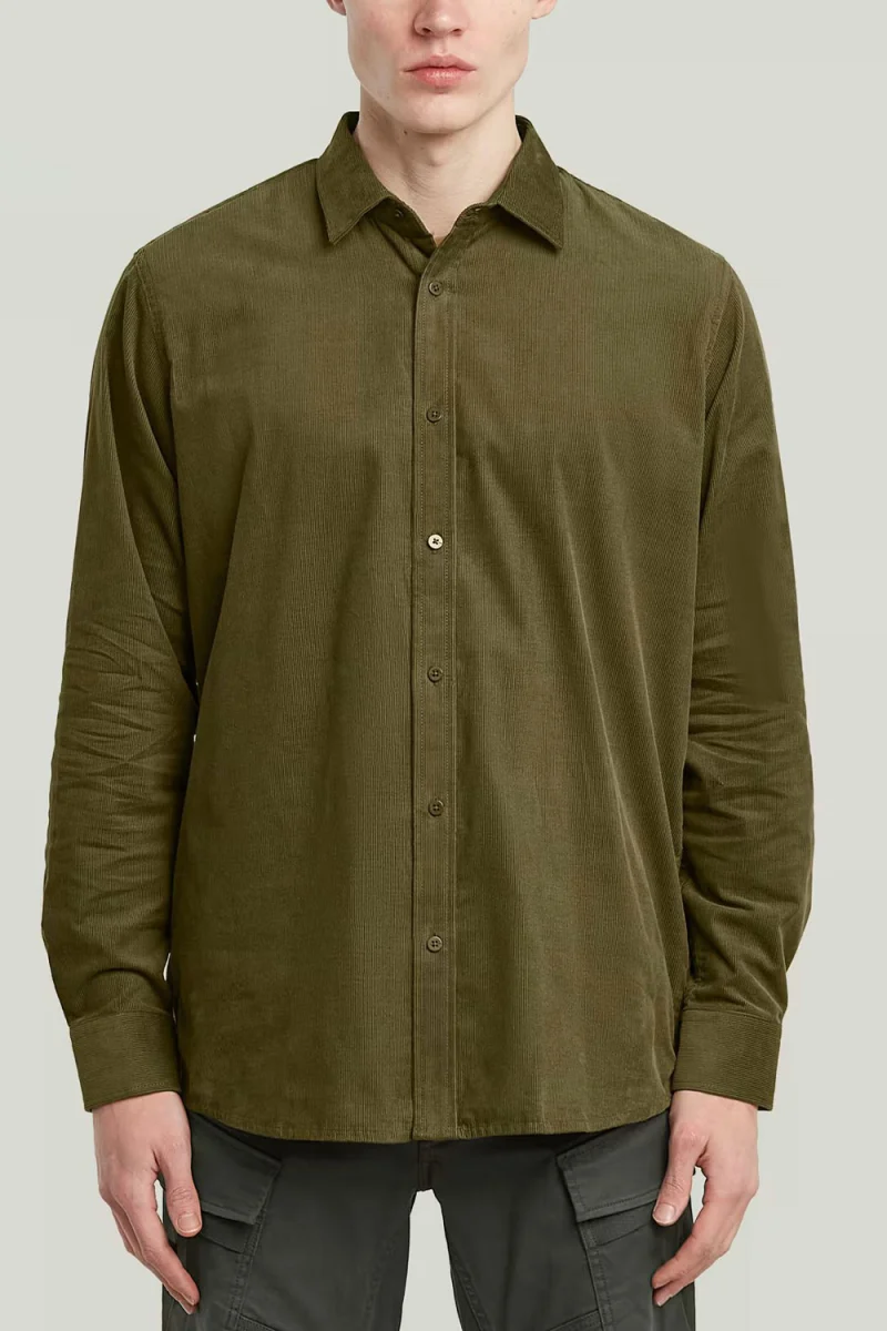 Риза Clean Regular L\S D25196-D751-C744 dark olive — снимка 2