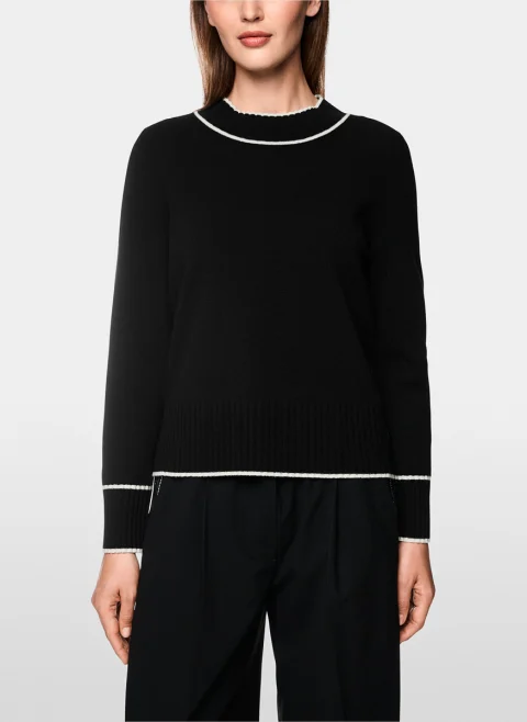 Пуловер от фина вълна с контрастни детайли Marc Cain Sports — снимка 4