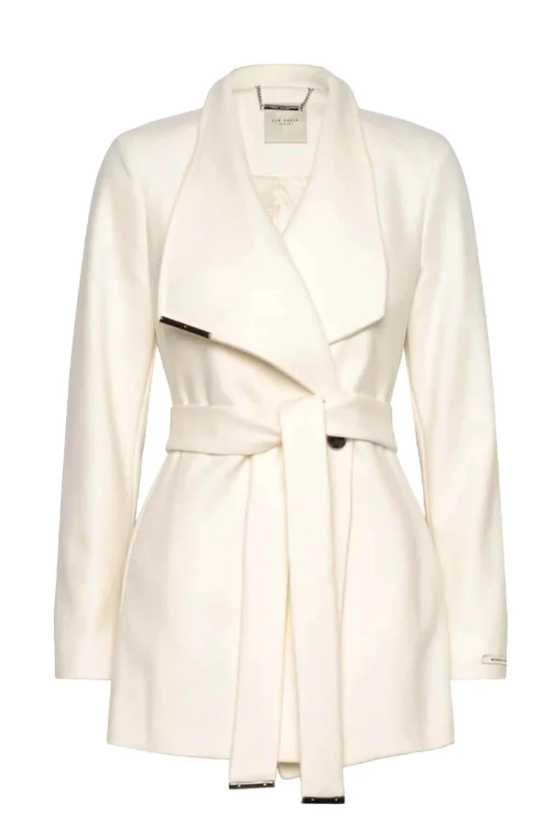 Палто Rosess Short Belted Wool Wrap 249308 ivory