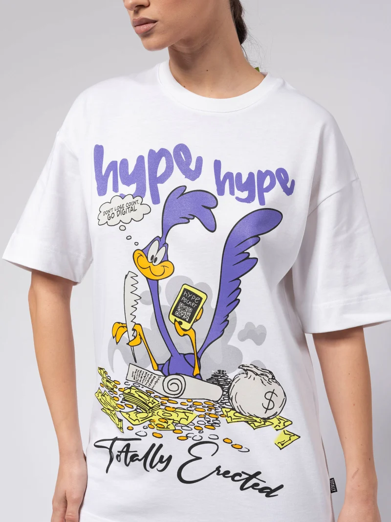 Бяла овърсайз тениска TOTALLY x hype — снимка 5