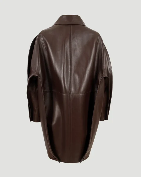 Leather Cocoon Coat — снимка 3