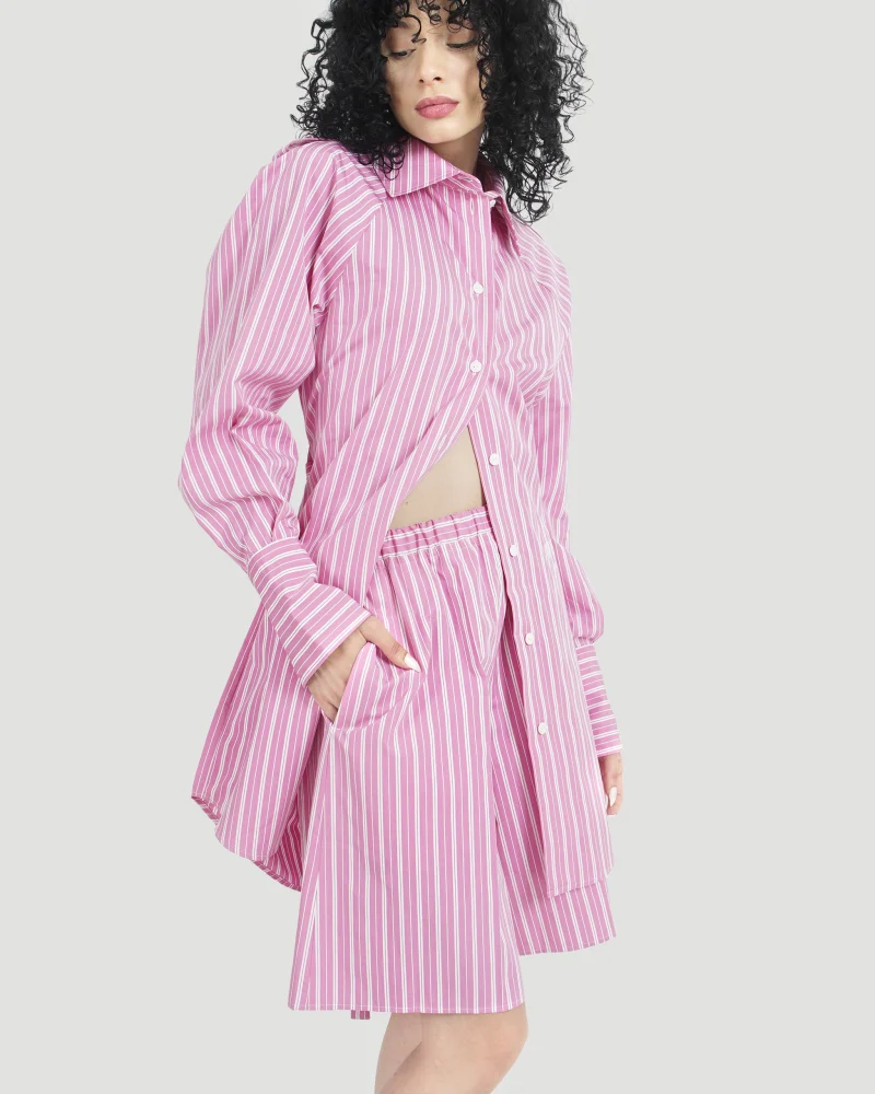 Striped Shirt Dress in Pink — снимка 2