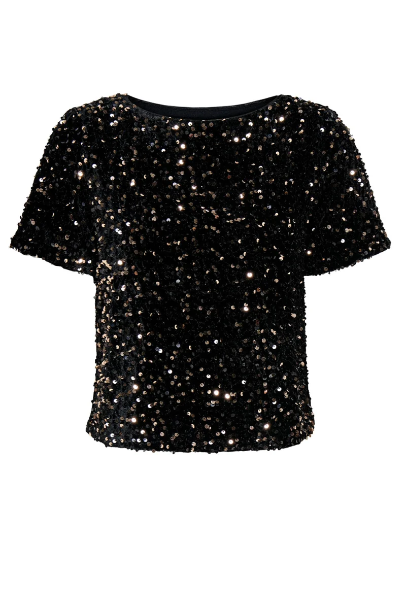 Top Onlanika Ss Sequins Boat 15358489 C-N10 black/kobber sequins